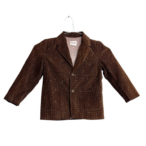 Barry Boy Other - 1960s Boys Corduroy Blazer Brown Windowpane Barry Boy Size 6 Vintage Jacket
